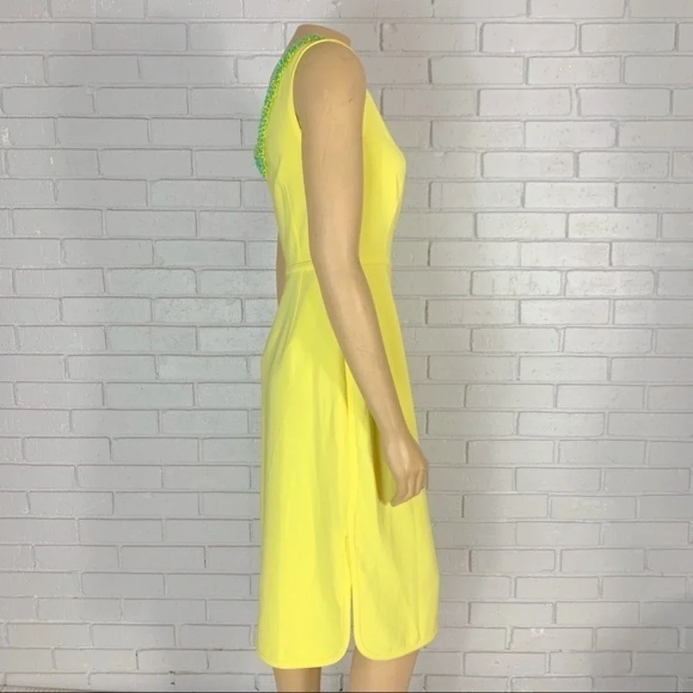 Tory Burch Yellow Portia Beaded V-Neck Sleeveless Sheath Dress NWT Sz 4